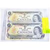 Image 1 : 2 SEQUENITAL 1973 CANADA $1 BILLS