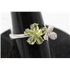 #129-UNHEATED GREEN PERIDOT & CZ RING SIZE 7.25