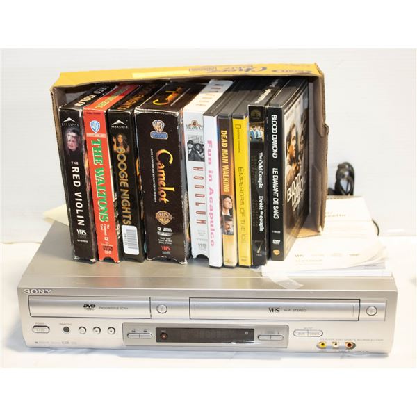 SONY DVD/VHS COMBO HI-FI PLAYER WITH MOVIES+