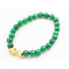 Image 1 : #136-GREEN EMERALD BEAD BRACELET / 8MM/8"