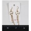 NEW GOLD TONE HEART DESIGN RHINESTONE DANGLE