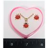 NEW GOLD TONE RED LADY BUG EARRING AND