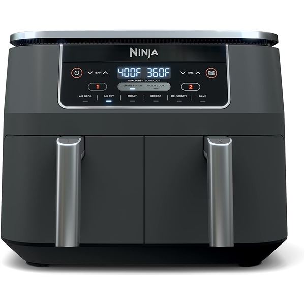 NEW NINJA FOODI 2 BASKET AIR FRYER 8 QT CAPACITY