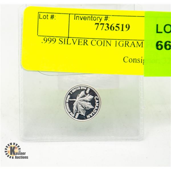 .999 SILVER COIN 1 GRAM PURE
