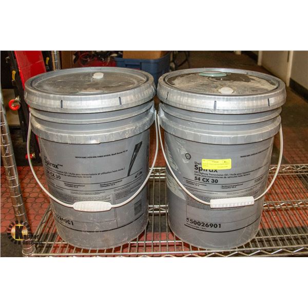 LOT OF 2 FIVE GALLON PAILS SHELL SPIRAX