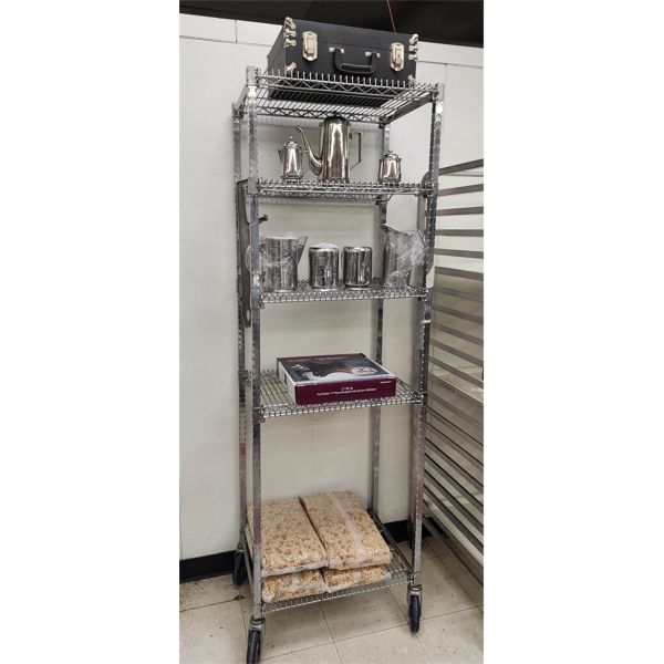 5 SHELF ROLLING UTILITY RACK