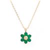 Image 1 : Plated 18KT Yellow Gold 1.82ctw Green Agate and Diamond Pendant with Chain