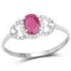 Image 1 : 10KT White Gold 0.64ctw Ruby and White Diamond Ring