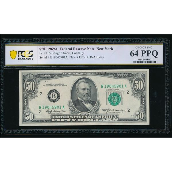 1969A $50 New York FRN PCGS 64PPQ