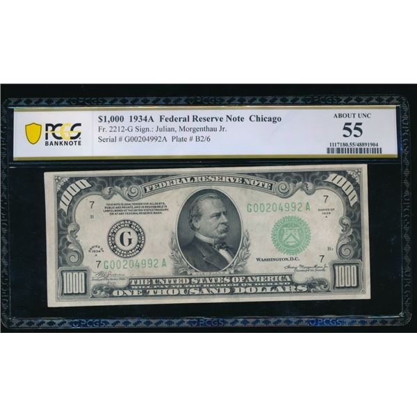 1934A $1000 Chicago FRN PCGS 55