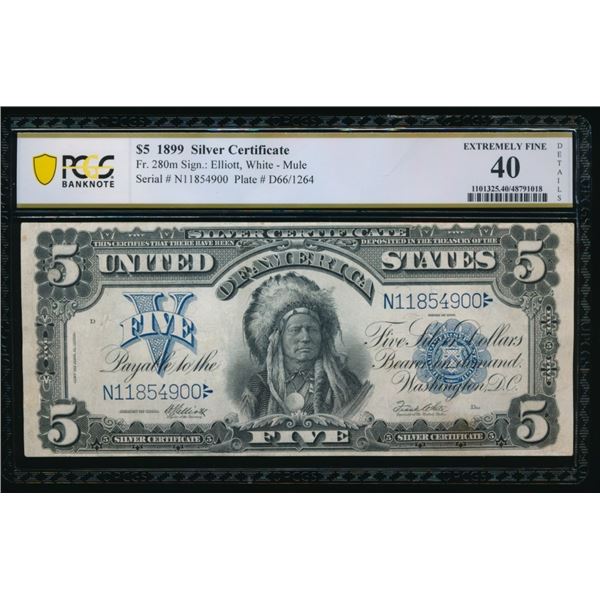 1899 $5 Chief Silver Certificate PCGS 40