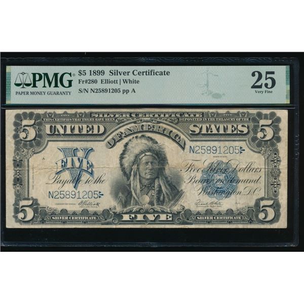 1899 $5 Chief Silver Certificate PMG 25