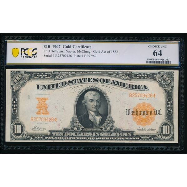 1907 $10 Gold Certificate PCGS 64