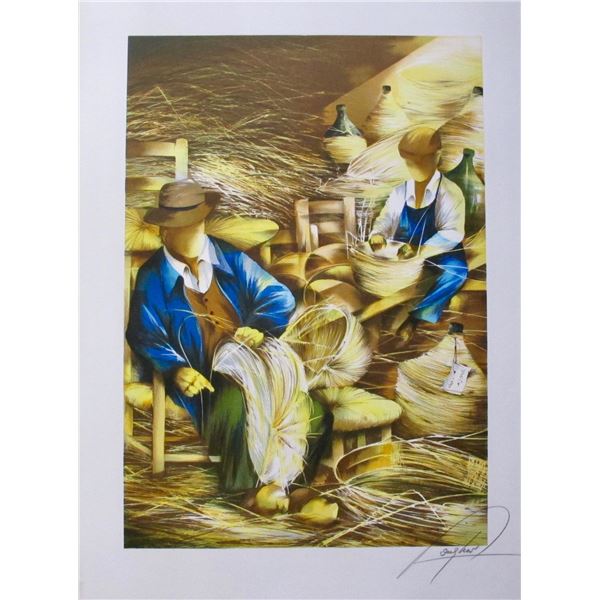 Raymond Poulet Basket Weaving Hand Signed Limited Edition Lithograph
