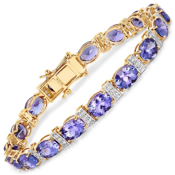 14KT Yellow Gold 20.26ctw Tanzanite and White Diamond Bracelet