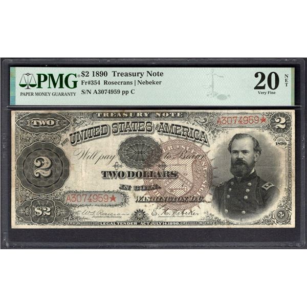 1890 $2 Treasury Note PMG 20NET