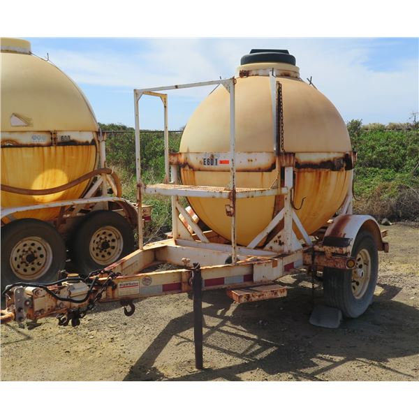 (Oahu) 500-Gallon Ball Tank on Trailer w/ Pump (Pump Untested), No Title or Paperwork