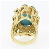 Image 7 : Vintage 18k Gold Large Oval Cabochon Cut Turquoise Open Coral Reef Freeform Ring