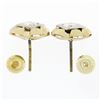 Image 5 : Unique Vintage 14k TT Gold 0.94 ctw Diamond Domed Grooved Button Stud Earrings