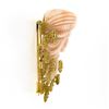 Image 6 : Vintage Carved Woman Angel Skin Coral.24 ctw Diamond 18K Gold Textured Pin Brooc