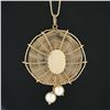 Image 3 : Vintage 14k Gold Handmade Wire Sombrero Hat Pearl Dangle Charm Pendant w/ Chain