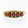 Image 4 : Antique Victorian 18K Gold 1.0 ctw Graduating Old Cut Red Spinel 5 Stone Band Ri