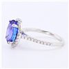 Image 2 : 4.68 ctw Tanzanite and 0.42 ctw Diamond 14K White Gold Ring