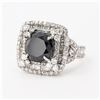 Image 2 : 4.82 ctw Black CENTER Diamond 14K White Gold Ring (7.27 ctw Diamonds)