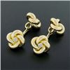Image 6 : Men's 14k Yellow Gold 0.10 ctw Diamond Polished Love Knot Reversible Cuff Links