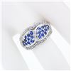 Image 3 : 14k White Gold .85 ctw Round Brilliant Tanzanite & Diamond Wide Cluster Band Rin