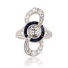 Image 1 : 0.31 ctw Diamond and 0.88 ctw Blue Sapphire Platinum Ring (2.07 ctw Diamonds)