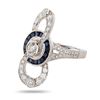Image 2 : 0.31 ctw Diamond and 0.88 ctw Blue Sapphire Platinum Ring (2.07 ctw Diamonds)
