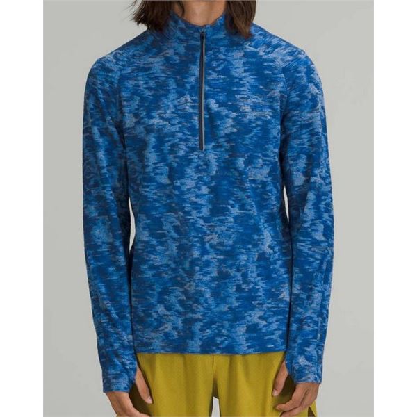New lululemon Men's Surge Warm Half Zip, Jacquard Chambray, Size XXL