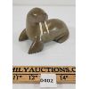Image 2 : WALRUS BY SIMANEK SAGIATUK - LAKE HARBOUR STONE W/ IVORY TUSKS 