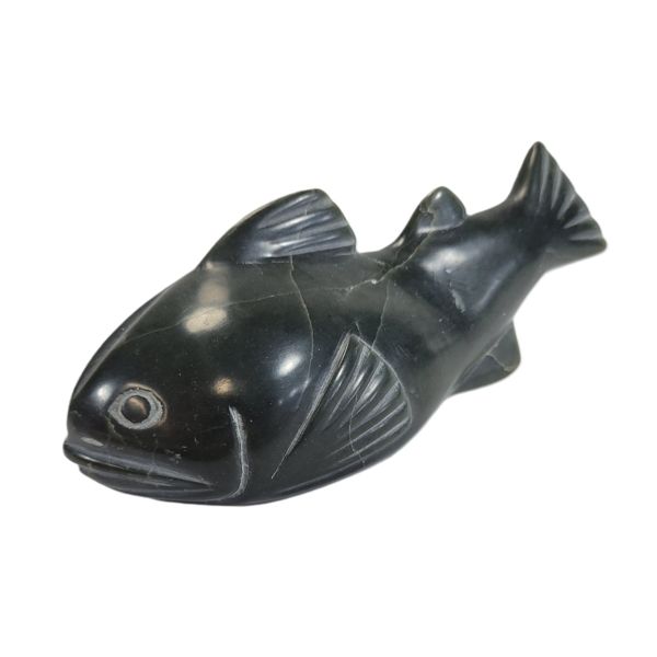 STONE CARVED FISH - SIGNED