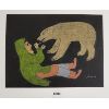 Image 1 : "WOMAN KILLING BEAR" BY V. MAMNGUQSUALUK - PASTEL ON PAPER