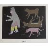 Image 1 : "WOMAN HUNTER BRINGS HOME CARIBOU" BY V. MAMNGUQSUALUK - PASTEL ON PAPER