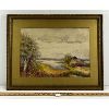 Image 1 : BARN W/ LAKE SCENE BY UNKNOWN ARTIST - FRAMED WATERCOLOUR ON PAPER