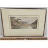 Image 1 : MOUNTAIN VALLEY LANDSCAPE - FRAMED WATERCOLOUR ON PAPER
