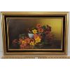 Image 1 : FLOWERS IN VASE STILL LIFE - FRAMED OIL ON CANVAS