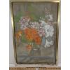 Image 1 : FLOWERS IN VASE STILL LIFE BY MINI MACDOUGALL - FRAMED CHALK PASTEL ON PAPER