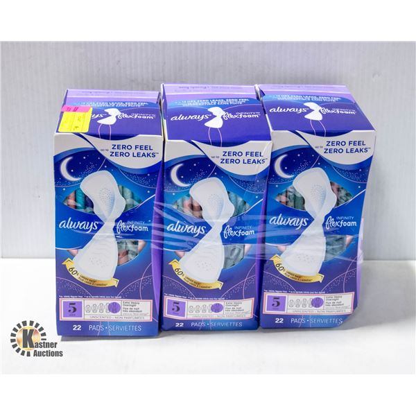 NEW 3 PACKS OF ALWAYS INFINITY WITH FLEX FOAM PADS