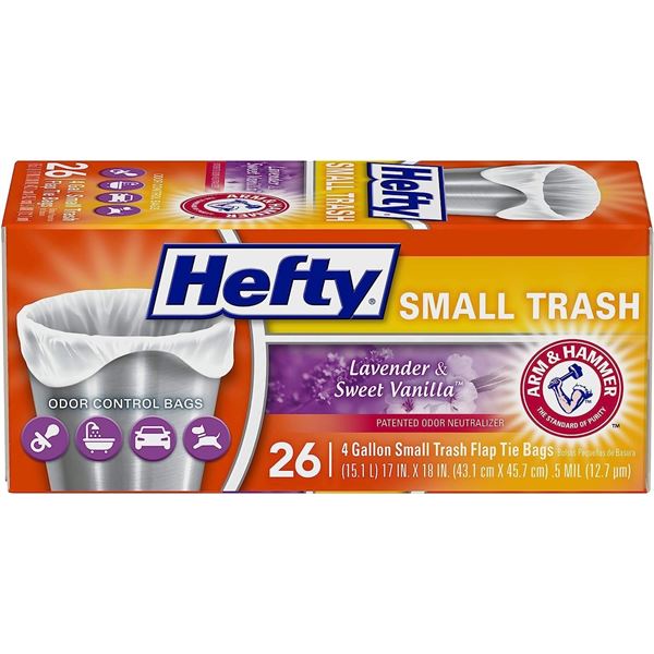 3 NEW BOXES OF HEFTY SMALL TRASH BAGS IN LAVENDER