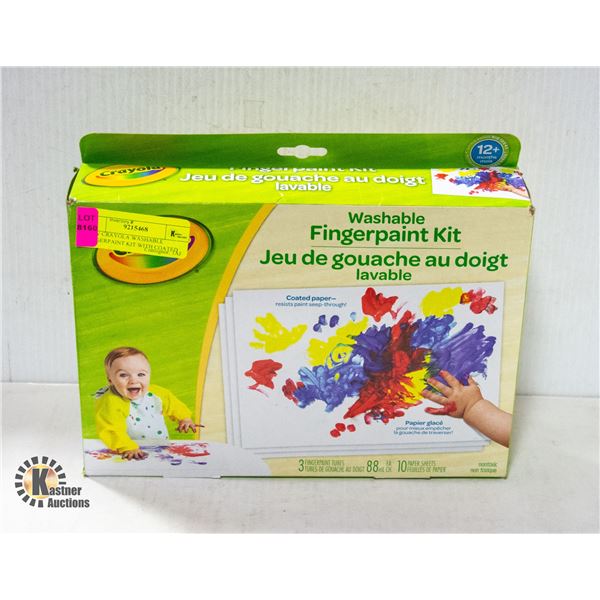 NEW CRAYOLA WASHABLE FINGERPAINT KIT WITH COATED