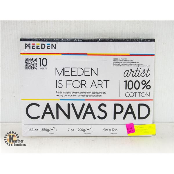 NEW MEEDEN CANVAS PAD INCLUDES TEN 9" X 12" SHEETS