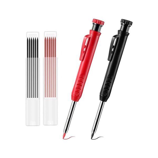 NEW SOLID CARPENTER PENCIL 2 PACK BLACK AND RED