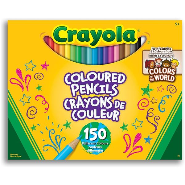 NEW CRAYOLA 150 PACK OF PENCIL CRAYONS, COLOURS OF