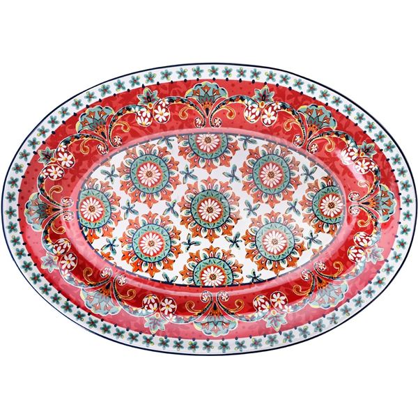 NEW SONEMONE 14" CERAMIC FLORAL RED FARMHOUSE