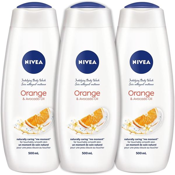 3 NEW NIVIA ORANGE AND AVOCADO OIL BODY WASH