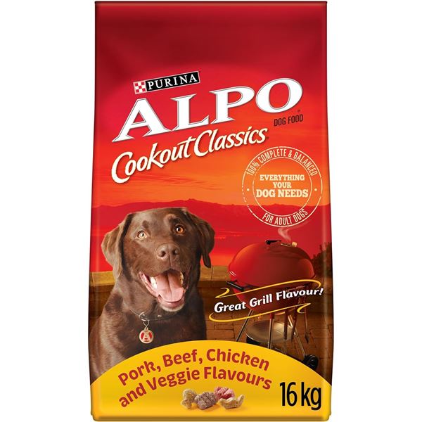 NEW 16KG BAG OF PURINA  ALPO COOKOUT CLASSICS WITH